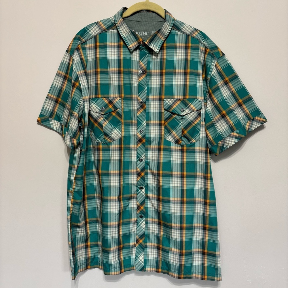 Kuhl Green and White Casual Button Down Shirt